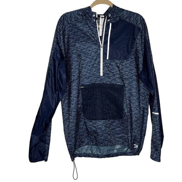 New Balance X J Crew 1/2 Zip Windbreaker Jacket Navy‎ Packable Anorak Blue Large - Picture 1 of 10